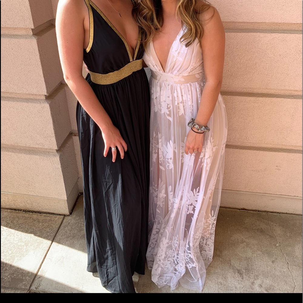 Black and gold long dress
